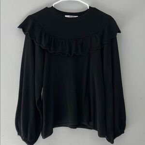 Crosby Elegant Black Ruffle Blouse